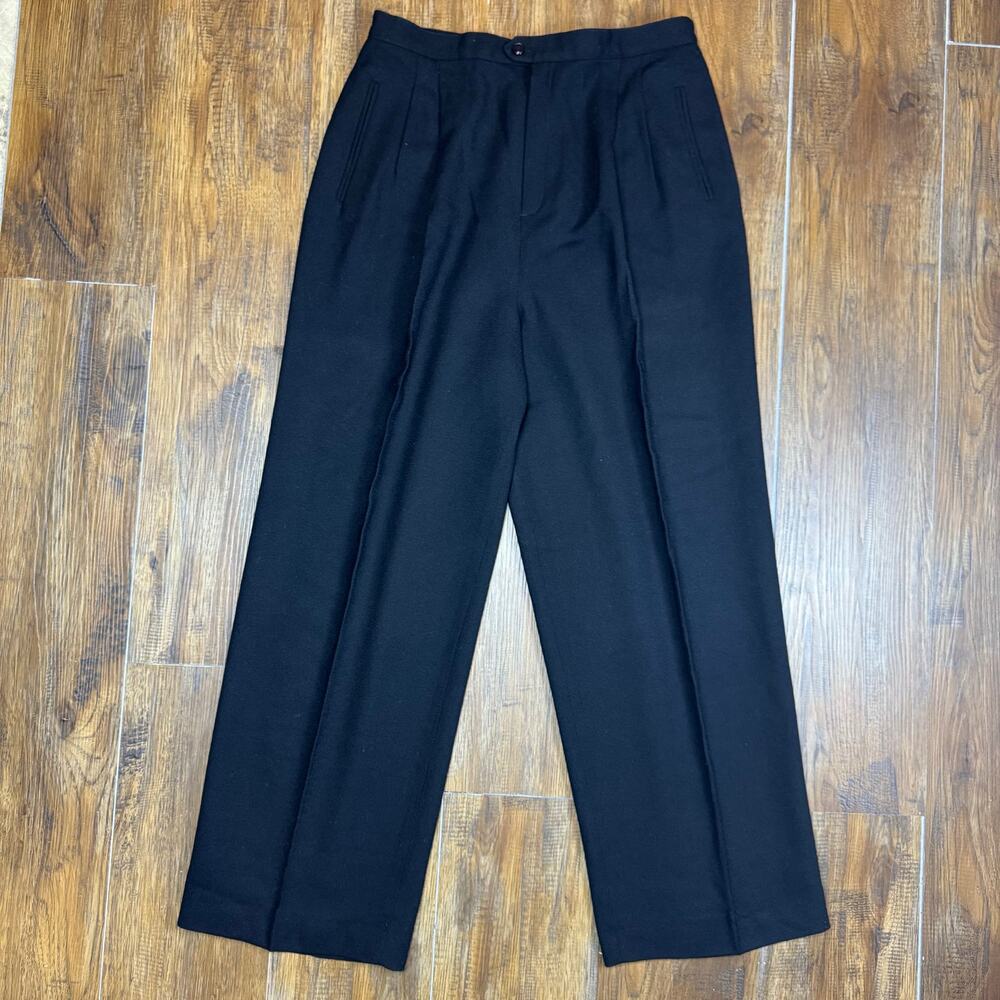 Kasper and Company A.S.L. 100% WOOL black dress pants size 14 wide leg pleats